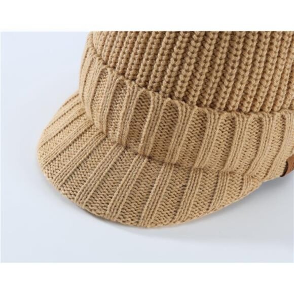 Men's Winter Hat Thick Knit Beanie Cap Beige - Picture 5 of 7